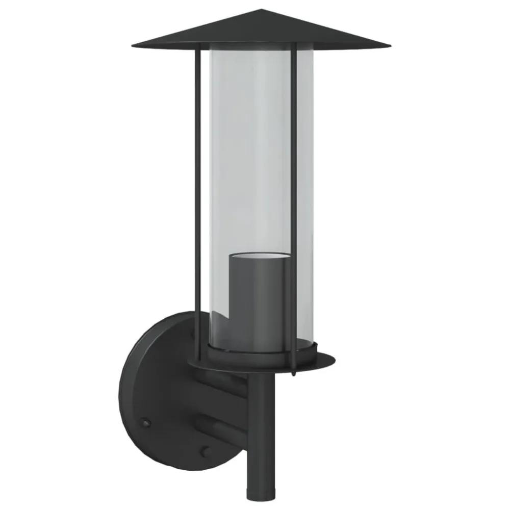 Candeeiro de parede para exterior ço inoxidável preto para Jardim e Quintal