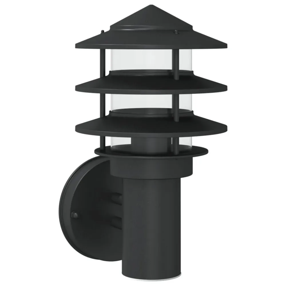 Candeeiro de parede para exterior ço inoxidável preto com Sensor de Movimento PIR