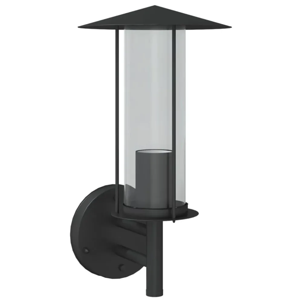 Candeeiro de parede para exterior ço inoxidável preto para Jardim e Quintal