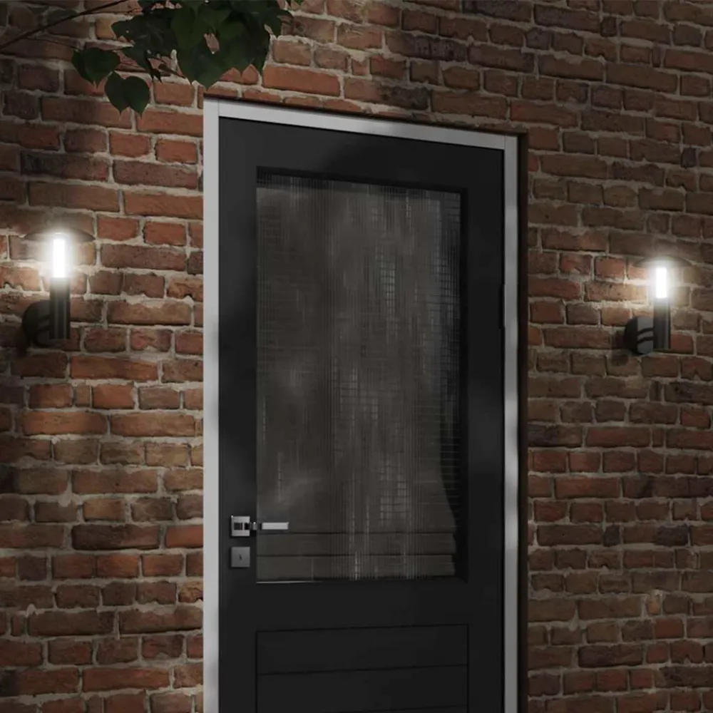 Candeeiro de parede para exterior ço inoxidável preto Bateria de Lítio