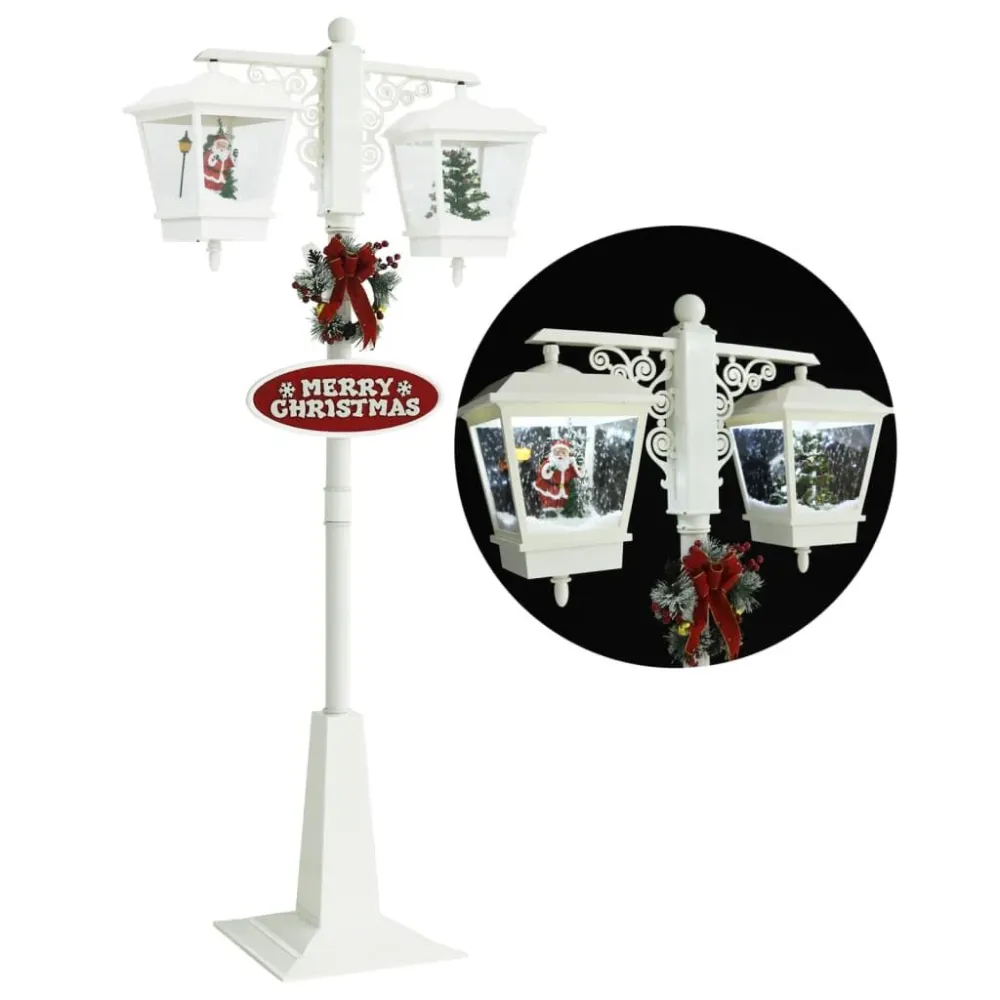 Candeeiro de rua com Pai Natal 81x40x188cm PVC branco e vermelho