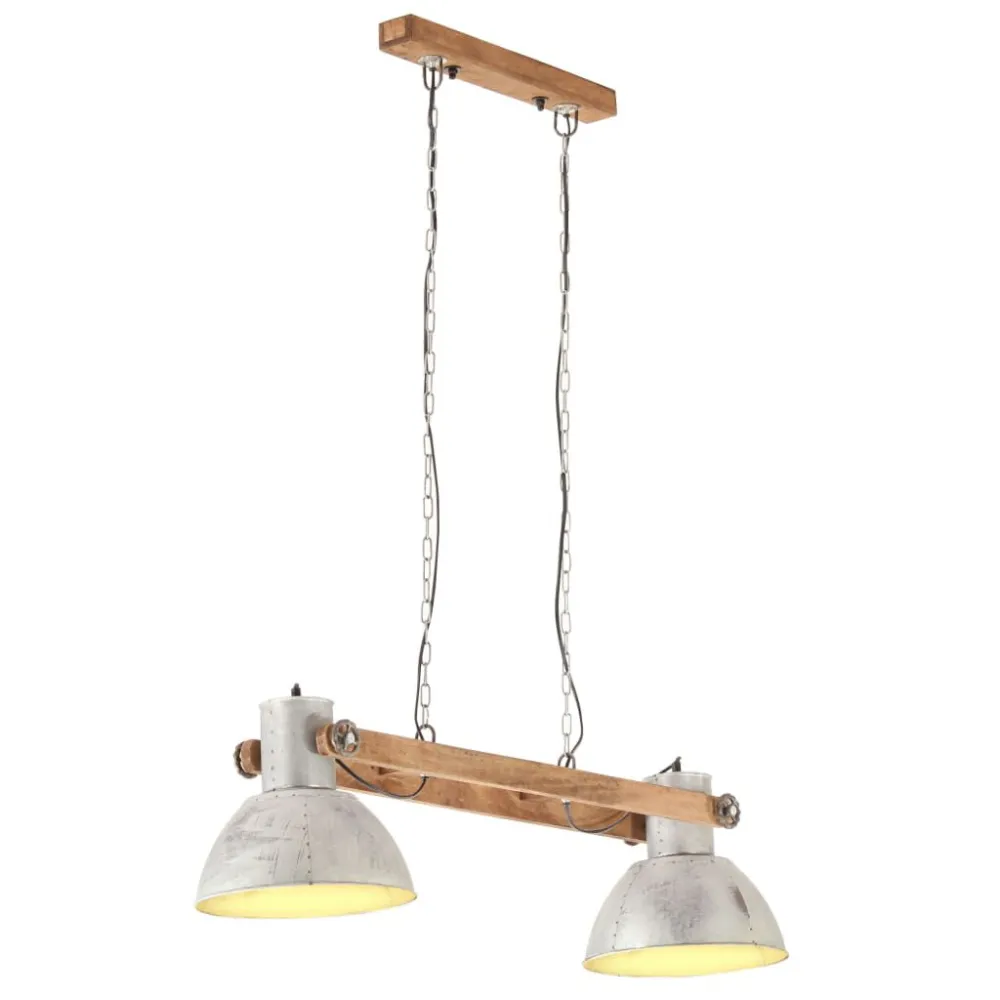 Candeeiro suspenso industrial 25 W 109 cm E27 prateado Kit com 2 Unidades