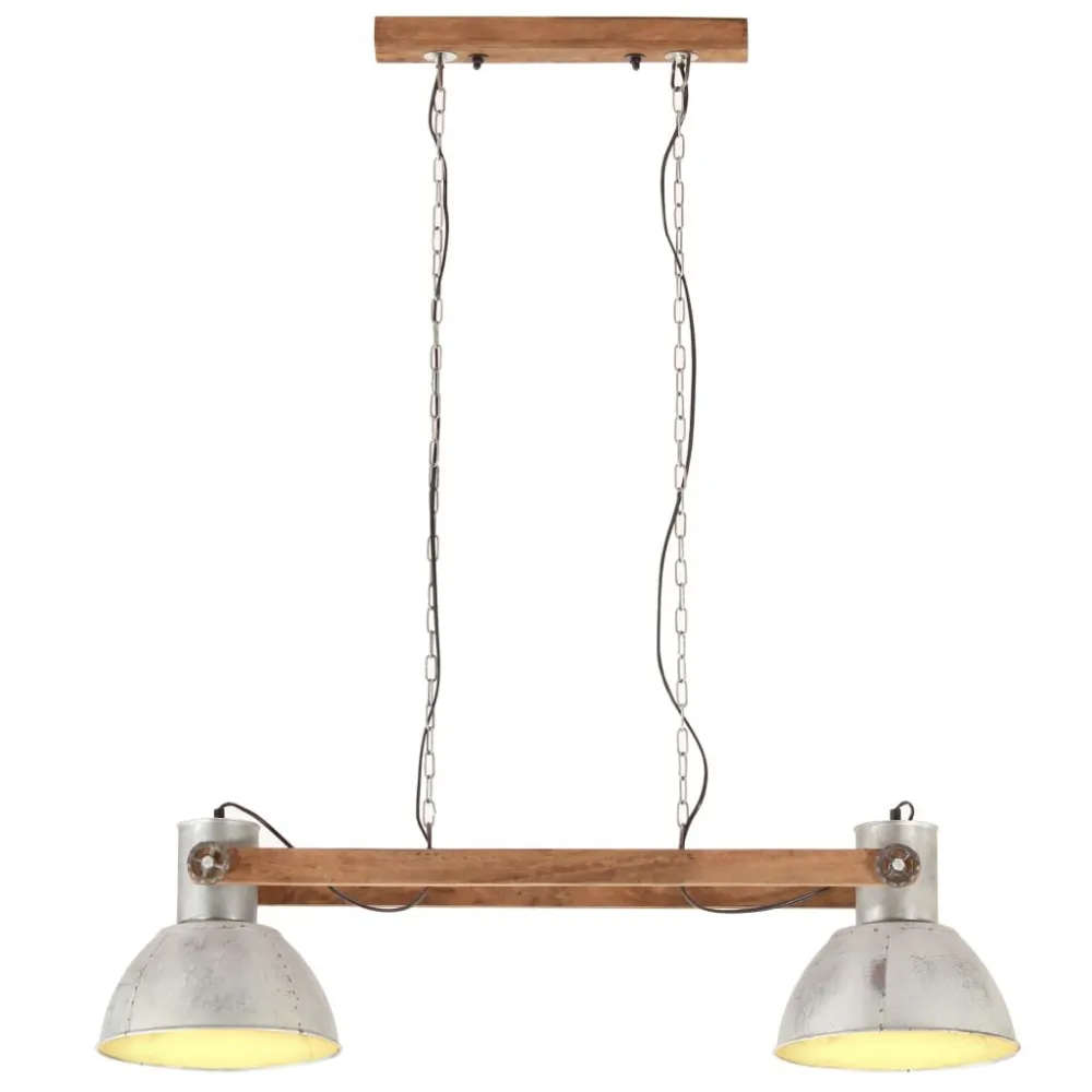 Candeeiro suspenso industrial 25 W 109 cm E27 prateado Kit com 2 Unidades