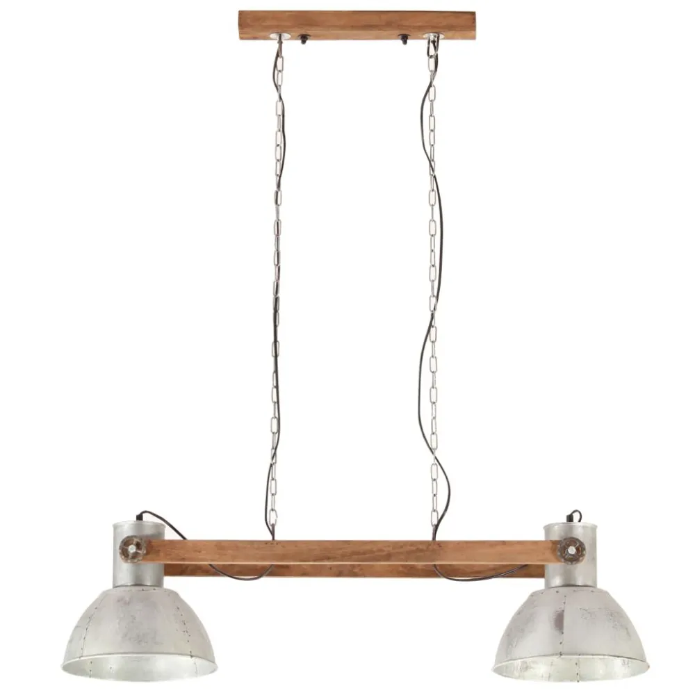 Candeeiro suspenso industrial 25 W 109 cm E27 prateado Kit com 2 Unidades
