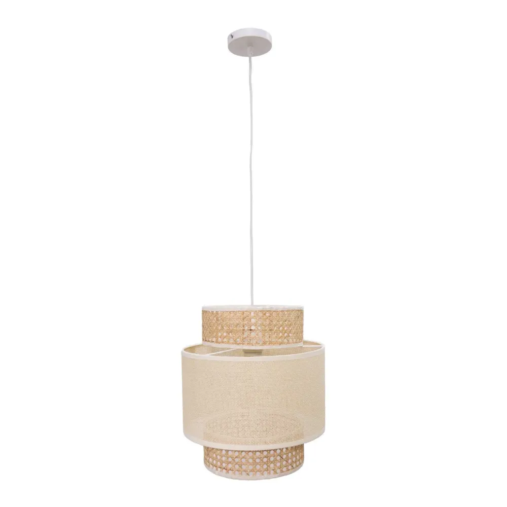 Candeeiro Teto Rattan Saramago Cor Branca Fria 6000K