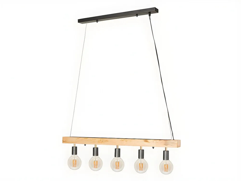 Candeeiro viga de madeira 5 lâmpadas industrial JULBO - Metal - . 17,5 cm - Espontâneo
