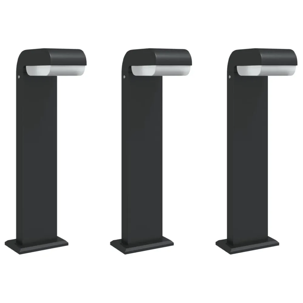 Candeeiros de chão para exterior 3pcs 50cm alumínio fundido preto