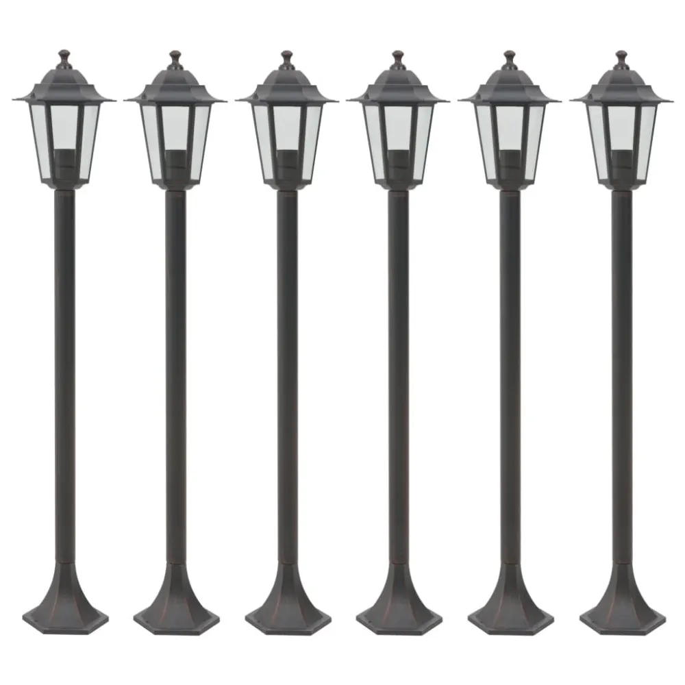 Candeeiros de pé para jardim 6 pcs E27 110 cm alumínio acobreado