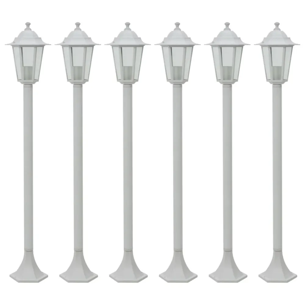 Candeeiros de pé para jardim 6 pcs E27 110 cm alumínio branco