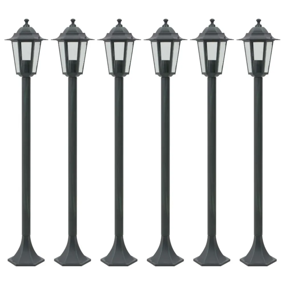 Candeeiros pé para jardim 6 pcs E27 110 cm alumínio verde apagado