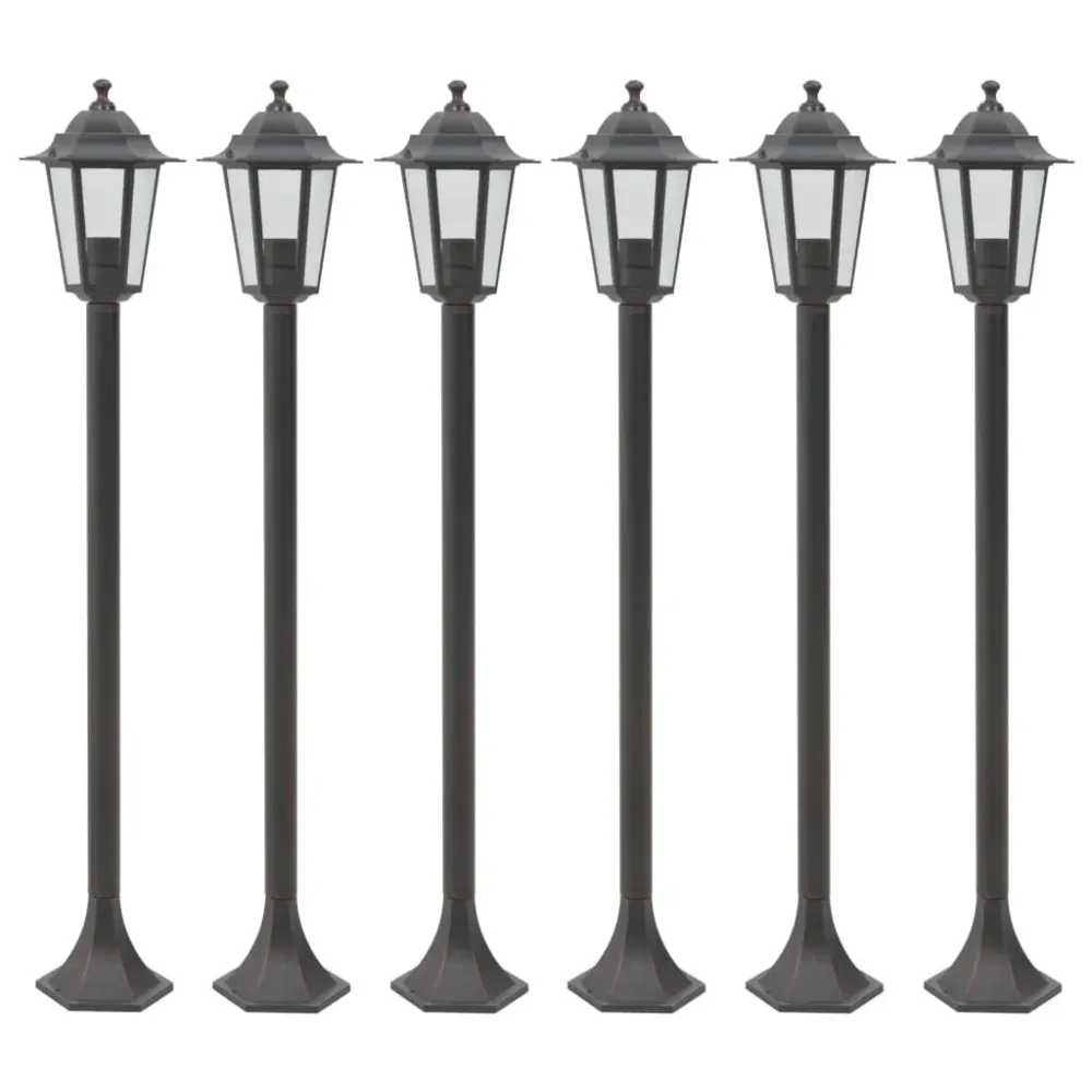 Candeeiros de pé para jardim 6 pcs E27 110 cm alumínio acobreado