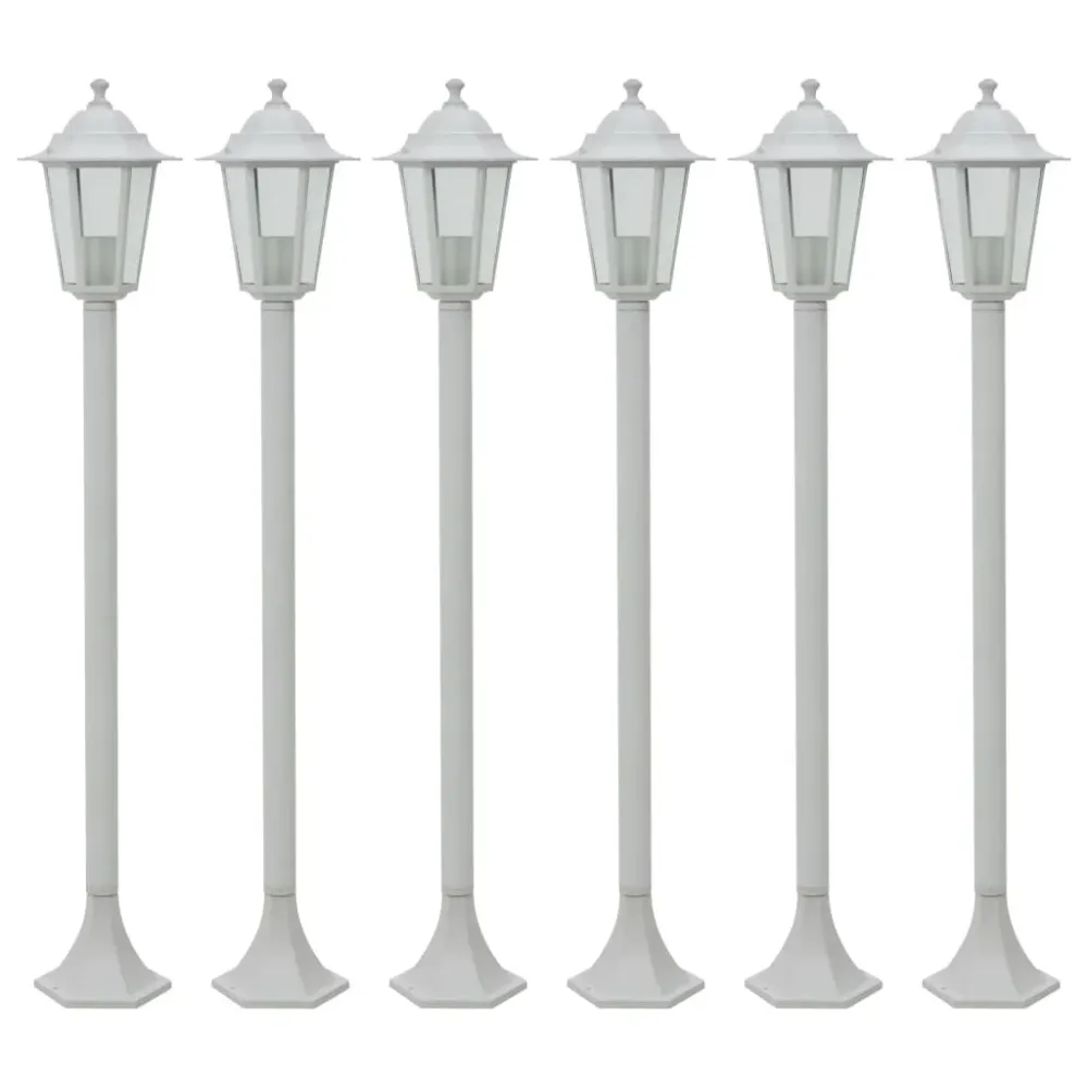 Candeeiros de pé para jardim 6 pcs E27 110 cm alumínio branco