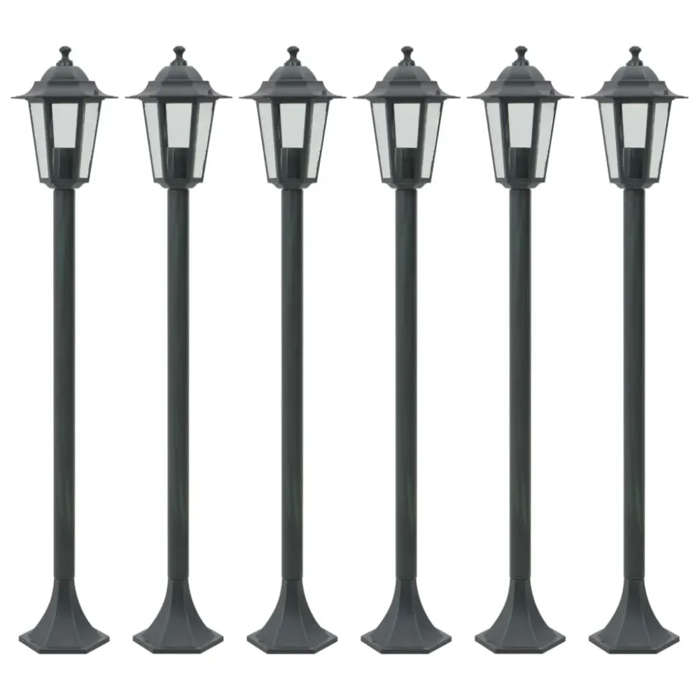 Candeeiros pé para jardim 6 pcs E27 110 cm alumínio verde apagado