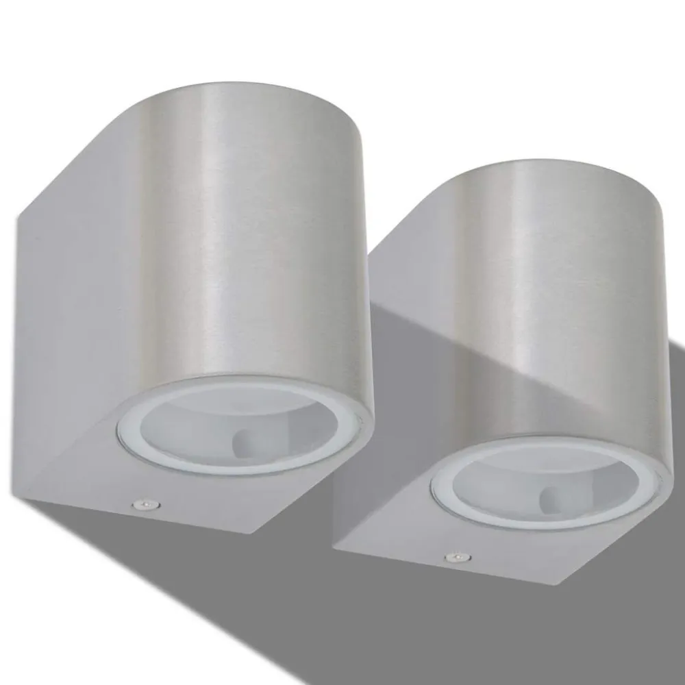 Candeeiros parede LED inferior paraexterior 2 pcs redondo com Painel Solar Integrado