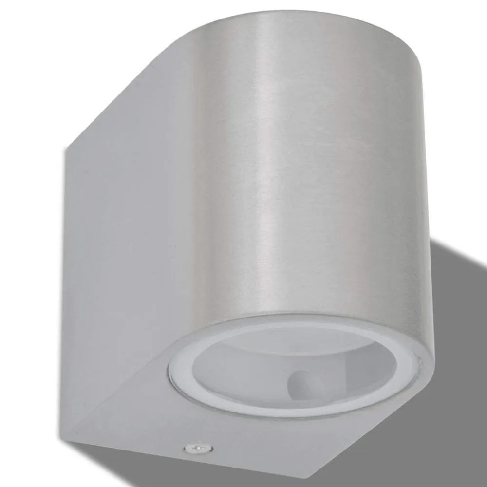 Candeeiros parede LED inferior paraexterior 2 pcs redondo com Painel Solar Integrado