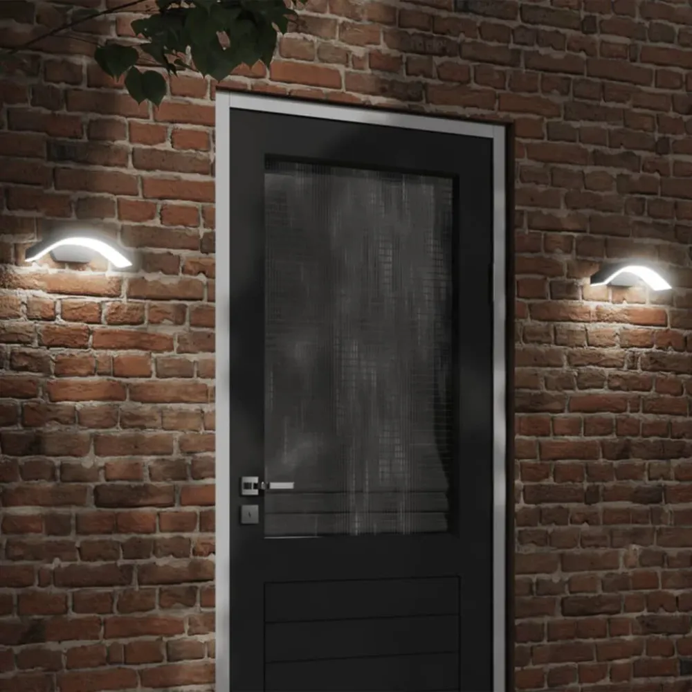 Candeeiros parede LED para exterior 2 pcs alumínio fundido preto