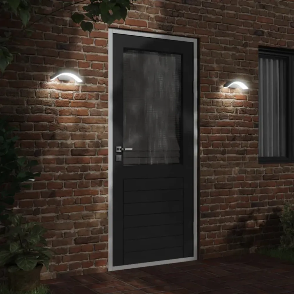 Candeeiros parede LED para exterior 2 pcs alumínio fundido preto