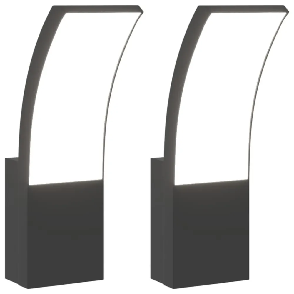 Candeeiros parede LED para exterior 2 pcs alumínio fundido preto