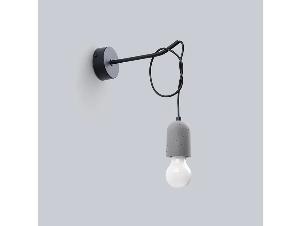 Candeeiros de parede minimalista de PVC/concreto - 1 lichtbronnen - L.8 x H.50 cm - cinzento Preto