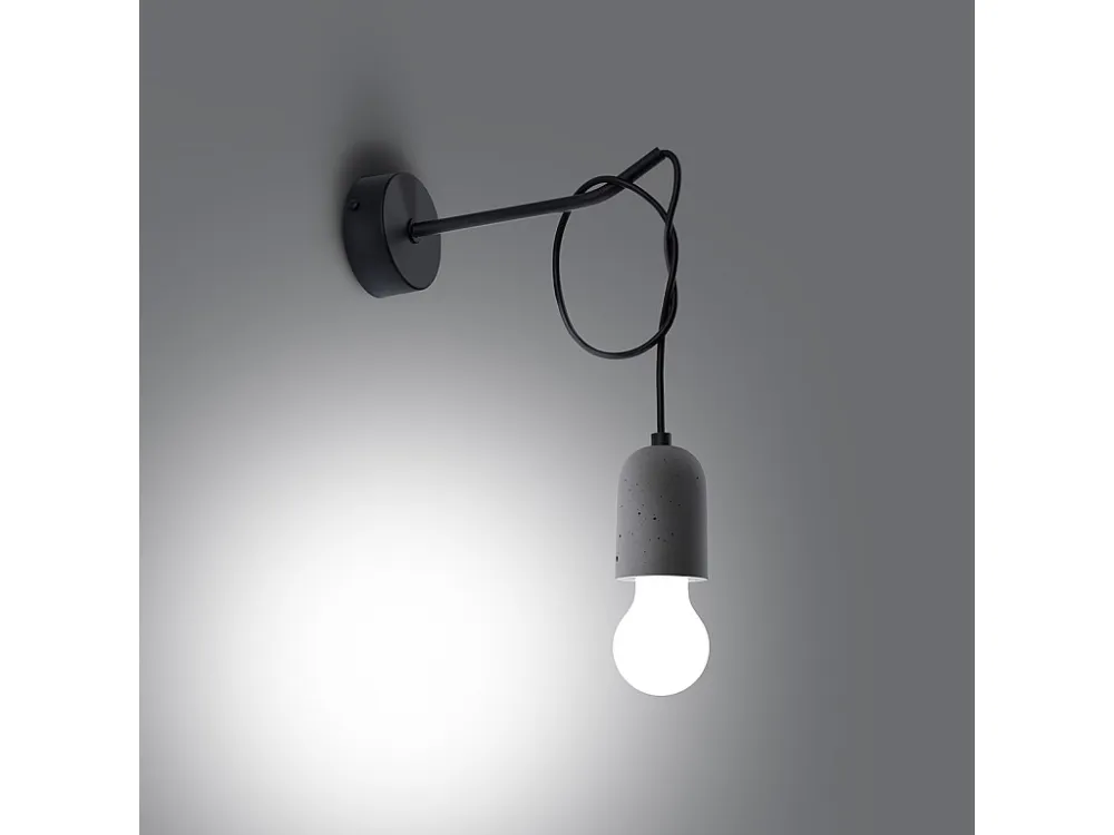 Candeeiros de parede minimalista de PVC/concreto - 1 lichtbronnen - L.8 x H.50 cm - cinzento Preto