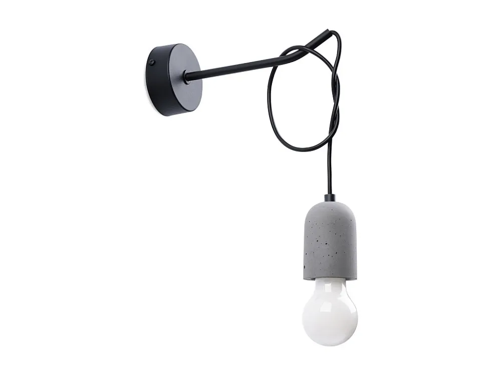 Candeeiros de parede minimalista de PVC/concreto - 1 lichtbronnen - L.8 x H.50 cm - cinzento Preto
