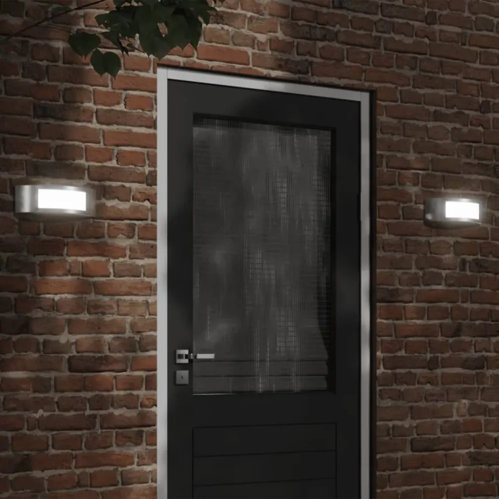 Candeeiros de parede para exterior 2 pcs ço inoxidável prateado