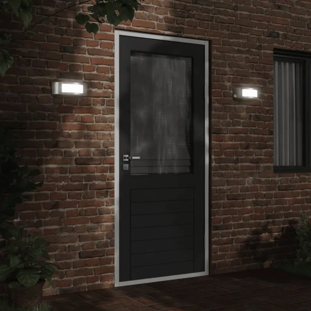 Candeeiros de parede para exterior 2 pcs ço inoxidável prateado