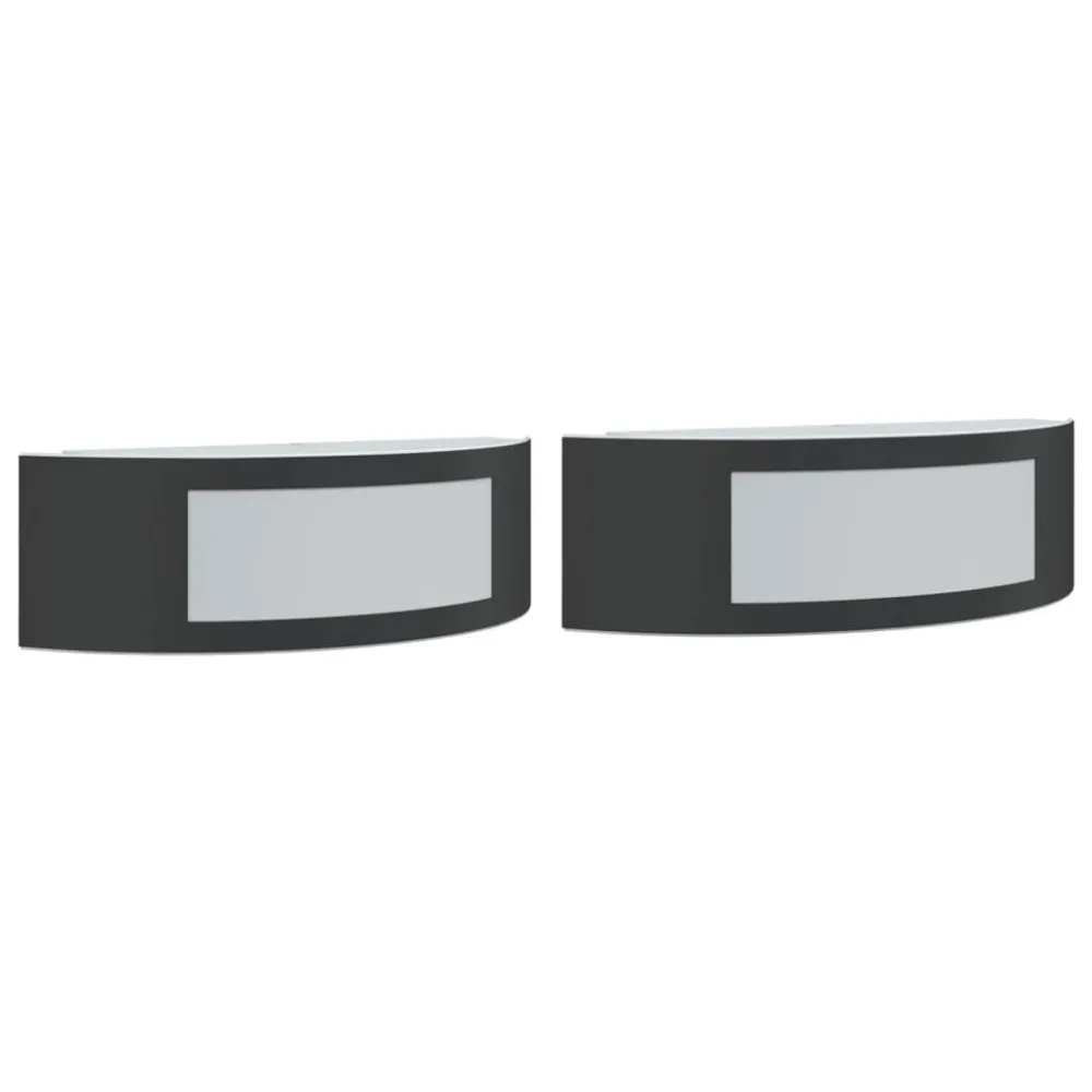 Candeeiros de parede para exterior 2 pcs ço inoxidável preto