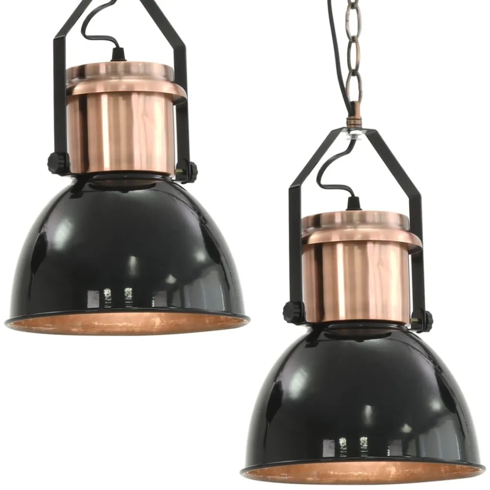 Candeeiros de teto 2 pcs redondo E27 preto Instalação sem Fio