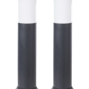 Conjunto de 2 candeeiros de jardim Bollard pretos 49 cm GARDNER