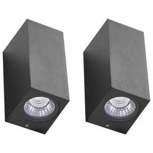 Conjunto de 2 candeeiros de parede LED de exterior em metálico preto ANDREWS