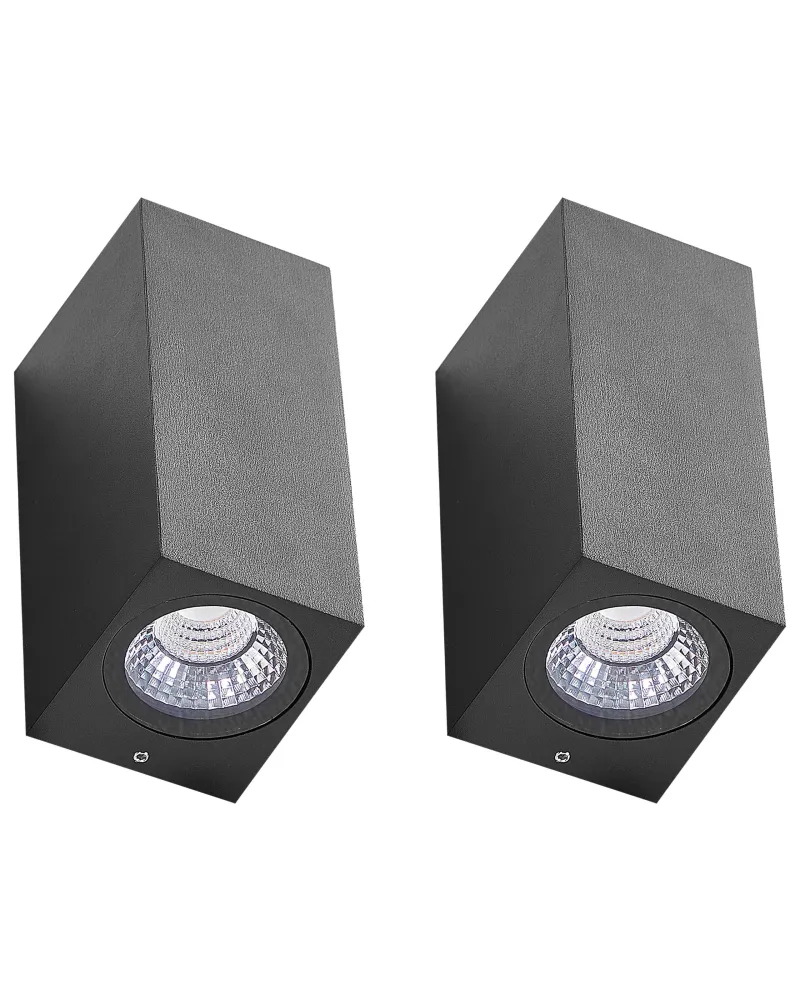 Conjunto de 2 candeeiros de parede LED de exterior em metálico preto ANDREWS