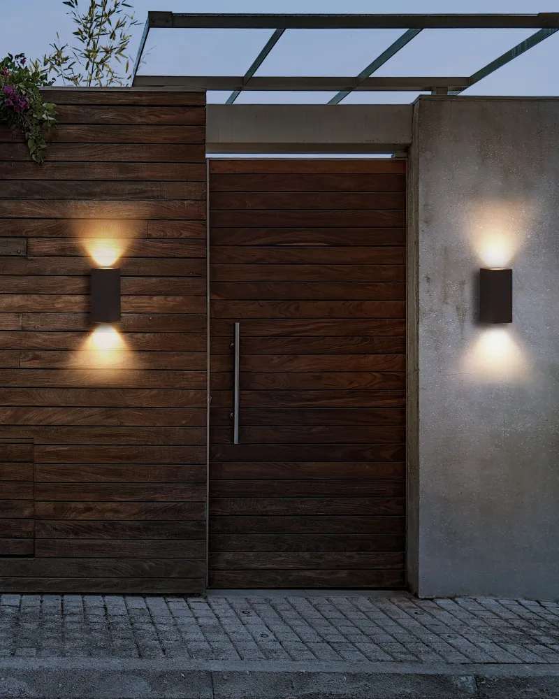 Conjunto de 2 candeeiros de parede LED de exterior em metálico preto ANDREWS