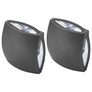 Conjunto de 2 candeeiros de parede LED de exterior em metálico preto RAMAPO
