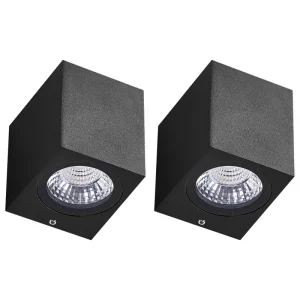 Conjunto de 2 candeeiros de parede LED de exterior em metálico preto ARANSAS