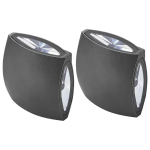 Conjunto de 2 candeeiros de parede LED de exterior em metálico preto RAMAPO