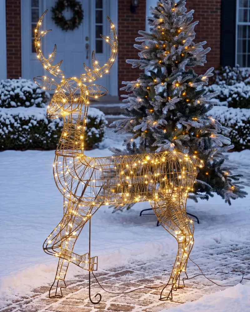 Decoração LED para exterior rena preta com 128 cm MAHLATTI