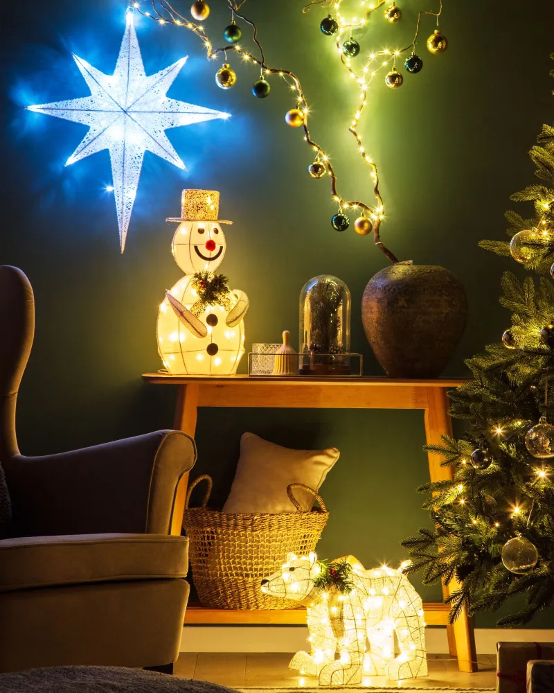 Decoração de urso polar branco com LED 34 cm SIVULA