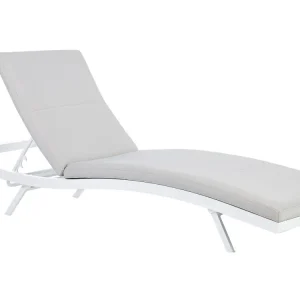 Fabric Reclining Sun Lounger Light Grey AMELIA