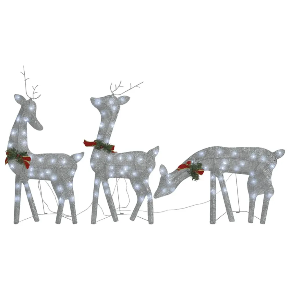 Família de renas de Natal 270x7x90 malha branco prateado