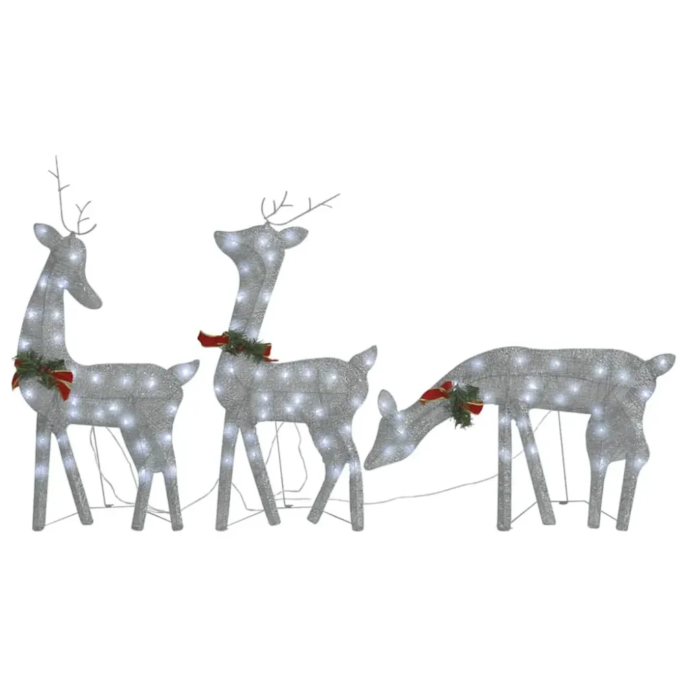 Família de renas de Natal 270x7x90 malha branco prateado