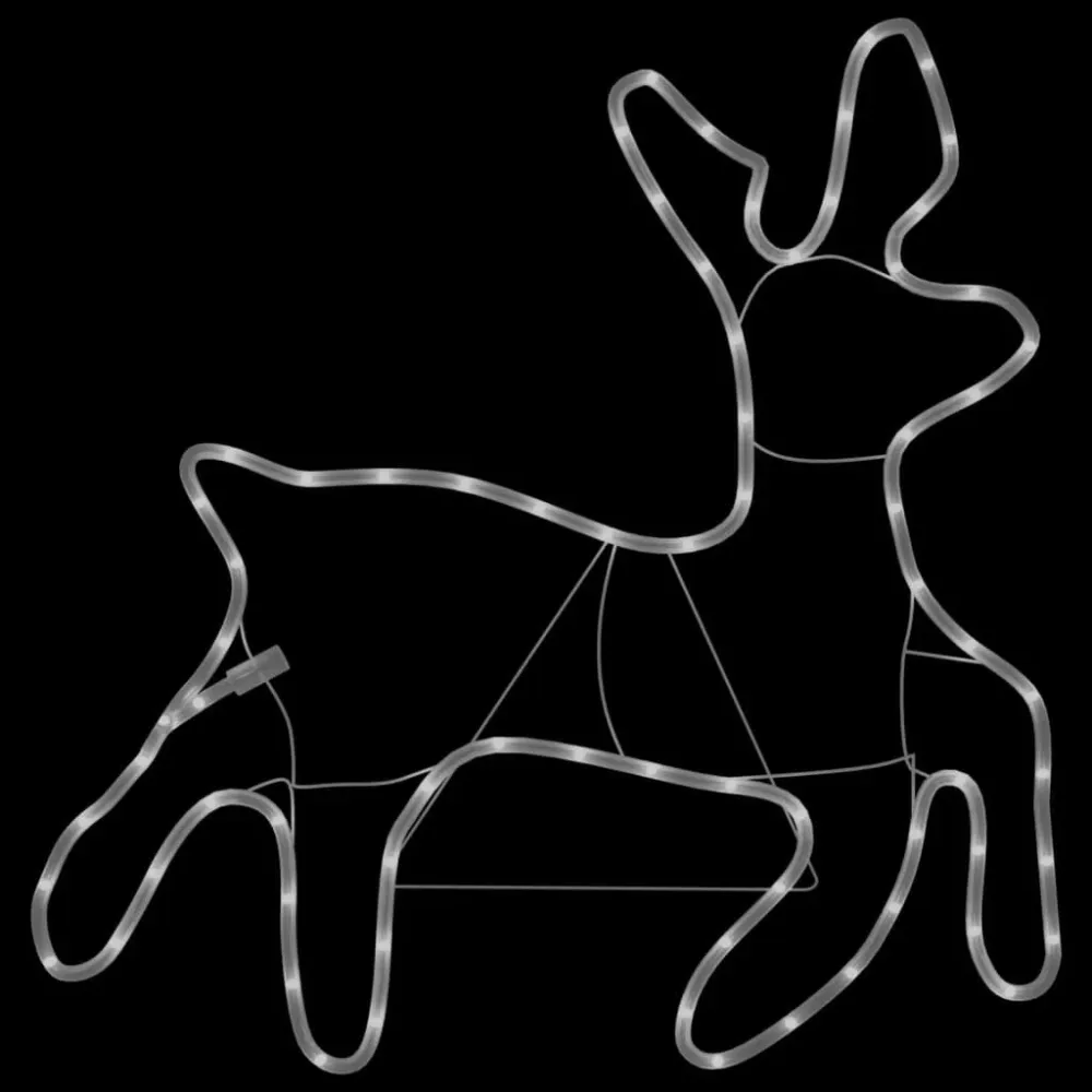 Figuras de rena de Natal + 72 LEDs 57x55x4,5 cm branco abrasador