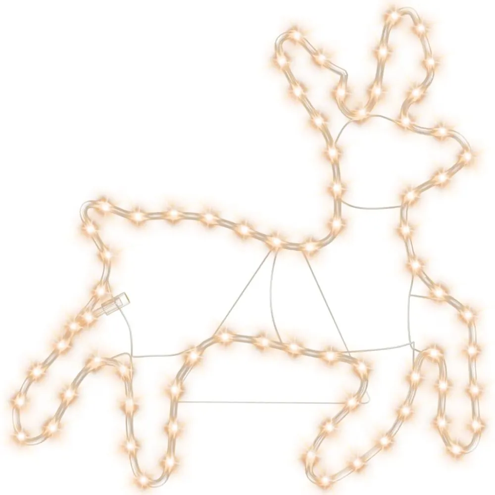 Figuras de rena de Natal + 72 LEDs 57x55x4,5 cm branco abrasador