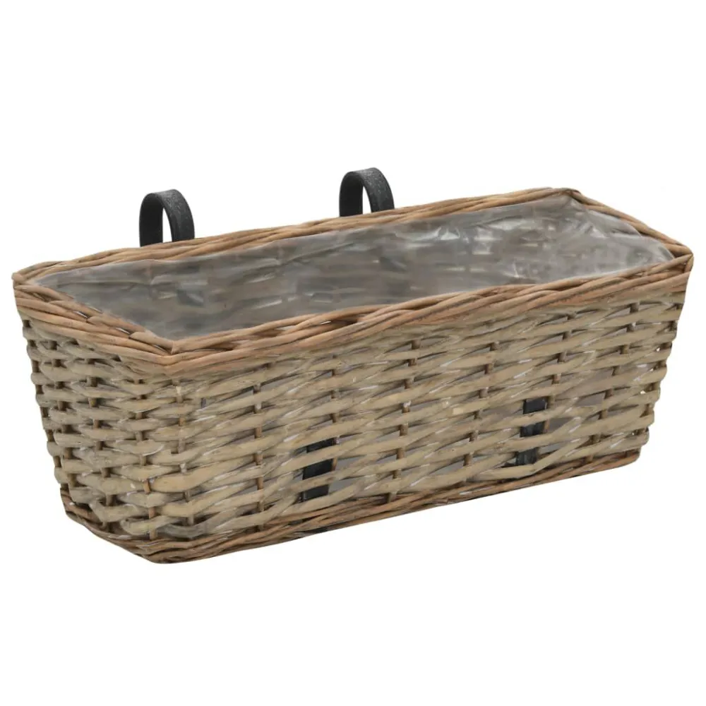Floreira de varanda 2 pcs vime com revestimento PE 40 cm