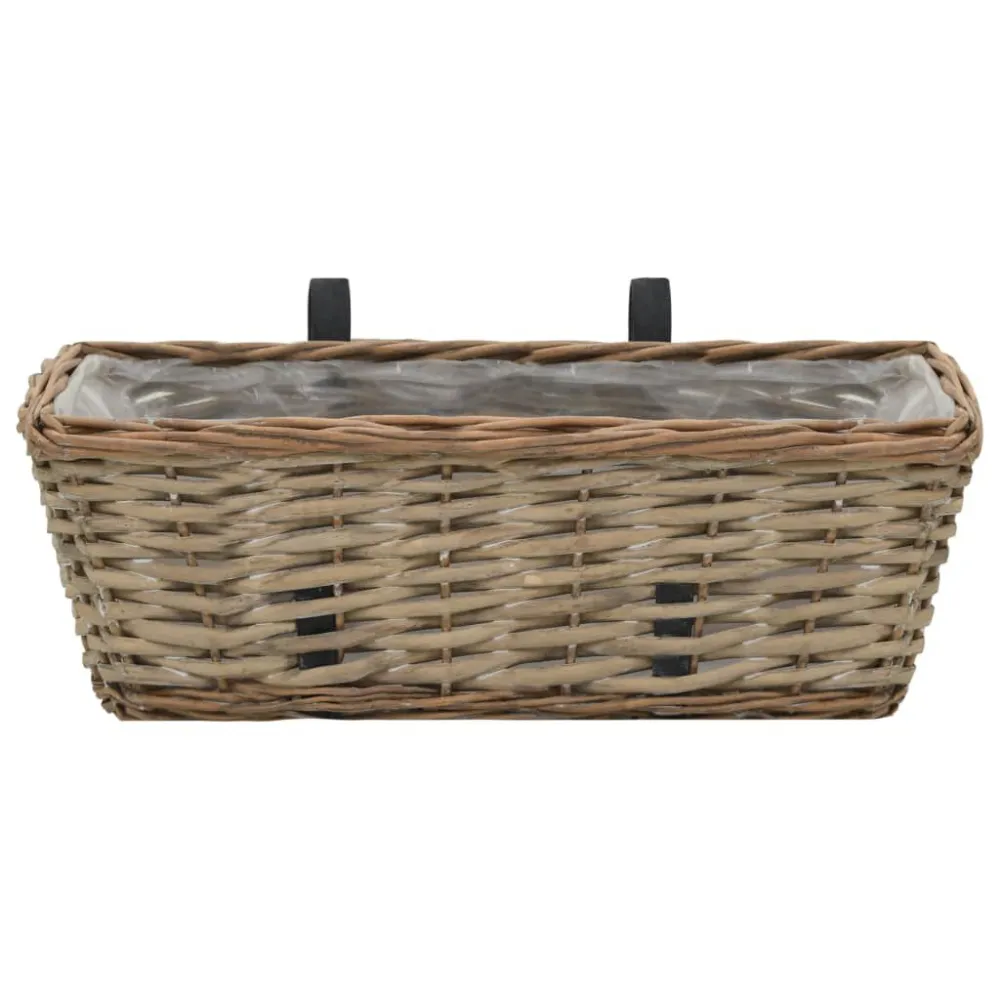 Floreira de varanda 2 pcs vime com revestimento PE 40 cm