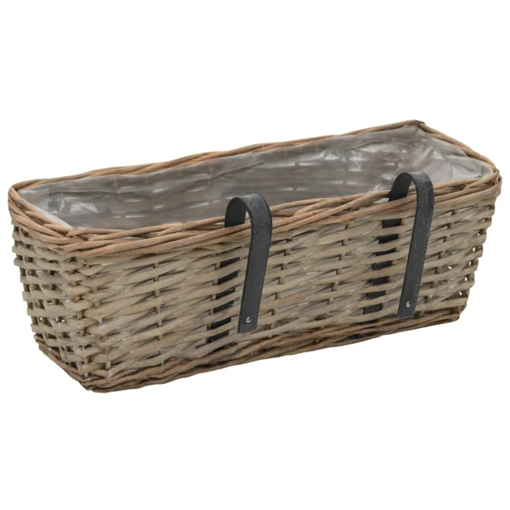 Floreira de varanda 2 pcs vime com revestimento PE 40 cm