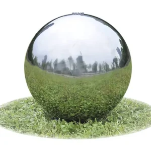 Fonte esfera com LEDs para jardim 30 cm ço inoxidável PT600145