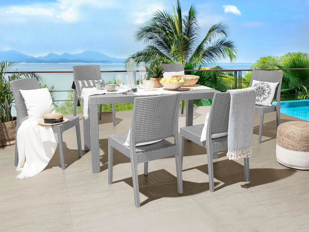 Garden Dining Table 140 x 80 cm Light Grey FOSSANO