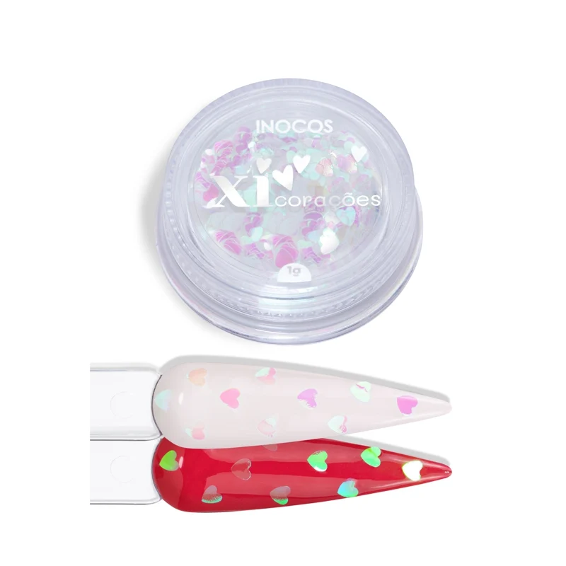 Glitter Inocos Xi Coração Branco Holográfico 1g
