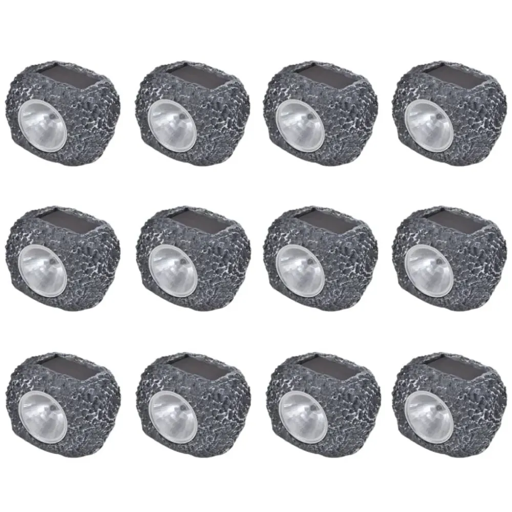 Holofote de exterior com LEDs energia solar 12 pcs forma de pedra